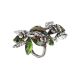 Anello in argento brunito con ampio decoro di foglie di ulivo dipinte e farfalle