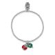 Elastic Boule Bracelet with Mini Four-Leaf Clover and Ladybug Lucky Charms in Sterling Silver and Enamel