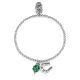 Elastic Boule Bracelet with Mini Horseshoe Charms and Four-Leaf Clover Lucky Charm in Sterling Silver and Enamel