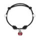 Black Cotton Cord Bracelet with Ladybug Charm in Sterling Silver and Enamel