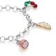 Rolo Light Bracelet with Emilia Romagna Charms in Sterling Silver and Enamel