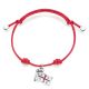 Cotton Cord Bracelet with Quattro Mori Charm in Sterling Silver and Enamel