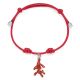 Cotton Cord Bracelet with Coral Charm in Sterling Silver and Enamel