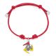 Cotton Cord Bracelet with Sicilian Trinacria Charm in Sterling Silver and Enamel