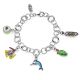 Luxury Bracelet with Sicilian Charms in Sterling Silver and Enamel