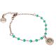 
Rosé bracelet with green crystals and tree of life