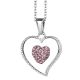 Necklace with heart pendant and rhinestones lilac