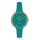 Watch lady in anallergic silicone oil green, golden ring and indexes in Swarovski