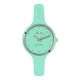 Watch lady in anallergic silicone color milk and mint, silver ring and indexes in Swarovski