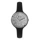 Watch lady in anallergic silicone black with quadrant in silver gloss