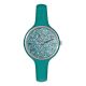 Watch lady in anallergic silicone oil green with quadrant in silver gloss