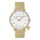 Watch lady in golden steel with white dial, box in Swarovski and lateral charm