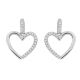 Earrings in the shape of a heart with zircons