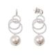 Earrings with concentric circles of zircons and pearl final Swarovski