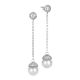 Silver earrings and zircons with pearl Swarovski pendant