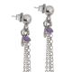Earrings with chains pendants, zircons and Swarovski purple