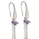 Earrings with white zircons and amethyst