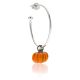 Large Hoop Single Earring with Pumpkin Charm in Sterling Silver and Enamel