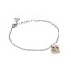 
Rhodium plated bracelet with rosé pendant heart and strass