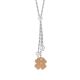 
Necklace with sprig pendant, Swarovski pearls and rosé four-leaf clover