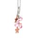 Necklace in silver with charms rose and rose zircons