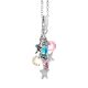 Necklace in silver with charms and zircons multi color