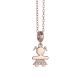 Pink necklace with stylized girl and zircons