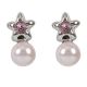 Earrings in the lobe with star, Swarovski Crystal pink and pearl