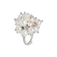 Ring with a bouquet of Swarovski crystals aurora boreal and Swarovski beads white