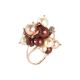 Ring with a bouquet of crystals and Swarovski beads aurorora boreal, bordeaux, light gold rose and peach