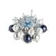 Ring with Flower composed of crystals aquamarine and Swarovski beads from blue tones