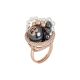 
Ring in rose gold-plated silver with cubic zirconia and Swarovski pearls