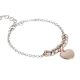 Bracelet bicolor with heart pendant gold plated pink