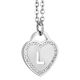 Rhodium plated necklace with heart and letter L perforated