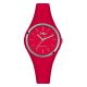 Watch lady in anallergic silicone red and silver ring