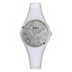 Watch lady in anallergic silicone white with quadrant in silver glitter