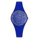 Watch lady in silicone anallergic electric blue with quadrant in silver glitter