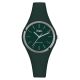 Clock in hypoallergenic silicone dark green with silver ring