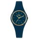Clock in hypoallergenic silicone oil blue with golden ring