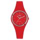 Clock in hypoallergenic silicone red with silver ring