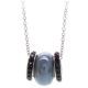 Necklace in steel with passing ceramic dark gray and pavÃ¨ strass