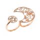 Ring double gold plated pink with dew decoration and crystals crystal