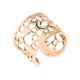 Band Ring Gold plated pink with dew decoration and crystals