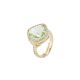 Ring with crystal chrysolite briolette and zircons