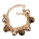 Bracelet with Swarovski pearls platinum color and hard stones of tiger-eye