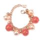 Bracelet with Swarovski beads fishing and hard stones of quartz strawberry-colored