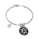 Bracelet with charm composed of galuchat mat Jet hematite