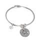 Bracelet with charm composed of galuchat mat silver
