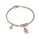 Plated Bracelet pink gold with charm in the shape of a girl in zircons