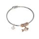Bracelet with charm Gold plated pink zircons in the shape of a fish